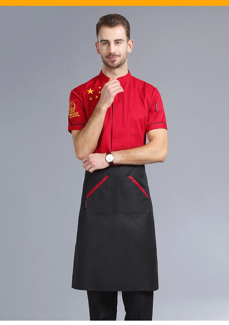 Шеф-повар комбинезоны Рубашка с короткими рукавами обеденный Кухня отель хлебобулочных Для мужчин Для женщин работа на заказ быстро