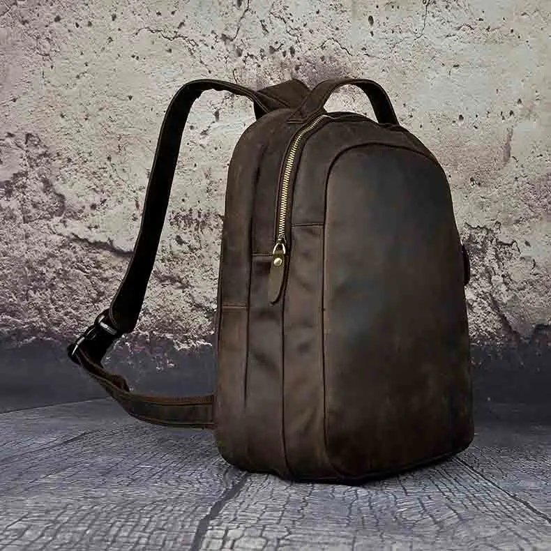 Мужская Дизайнерская Повседневная Дорожная сумка из натуральной кожи, Модная студенческая Студенческая сумка для ноутбука, мужской рюкзак 621 - Цвет: dark brown