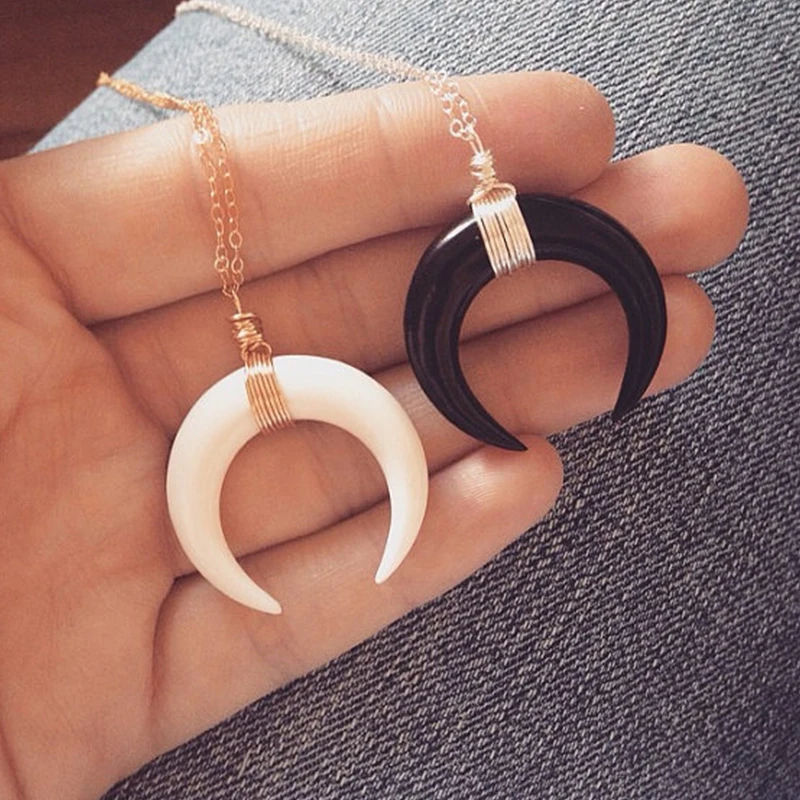 

Simple 1PC Sexy Handmade White Crescent Moon Shaped Pendant Link Chain Short Choker Neckalce For Women Fashion Jewelry Gifts