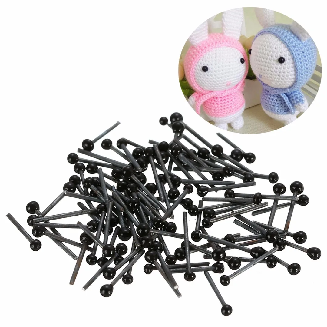 2/3/4mm 150pairs Durable Doll Eyes Black Glass Safety Eye Practical Parts for Teddy Bear Dolls Animal Toys