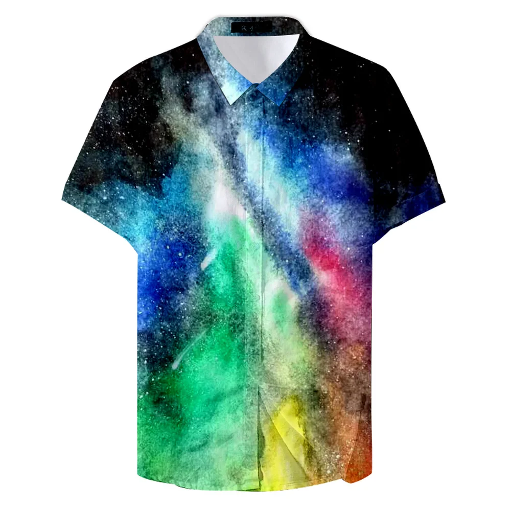 3D рубашки для рисования красочные блестящие художественные рубашки живопись летние каникулы Повседневная рубашка