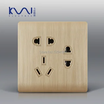 

Free Shipping, Kempinski Luxury Wall Power Socket, Champagne Gold, 7 Hole Electrical Outlet, AC 110~250V, 10A, C31 series