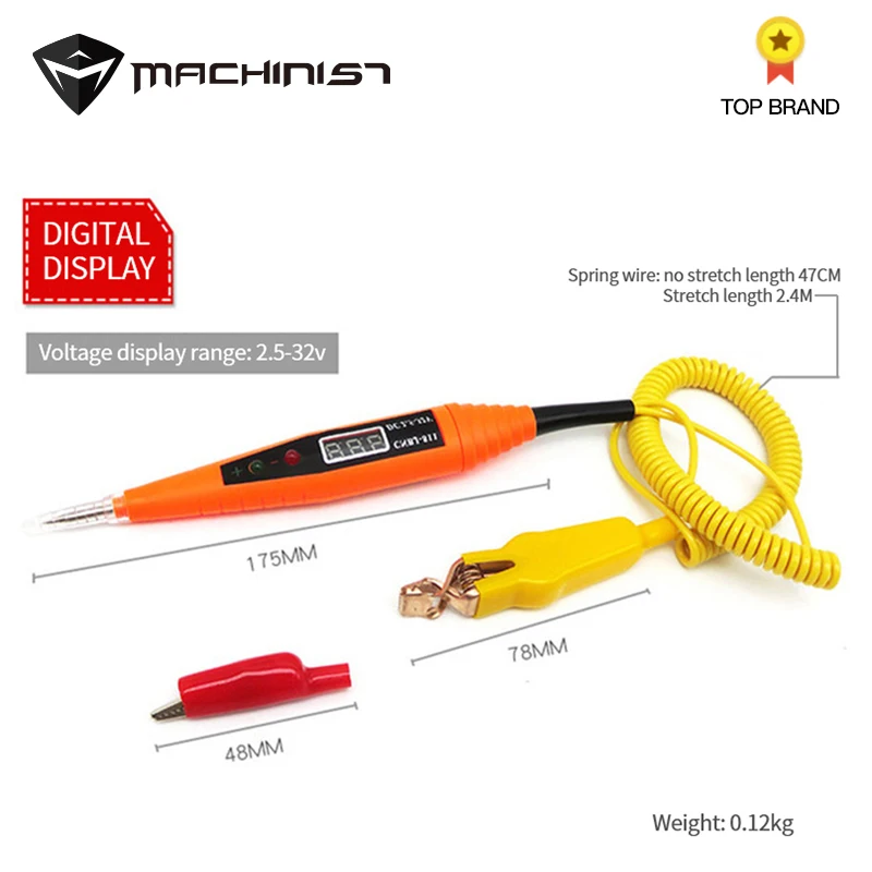Ремонт автомобильной цепи цифровой дисплей электрическая ручка ремонтная линия индукционный тест карандаш автомобиль с электроскопом тестовый светильник 2,5-32