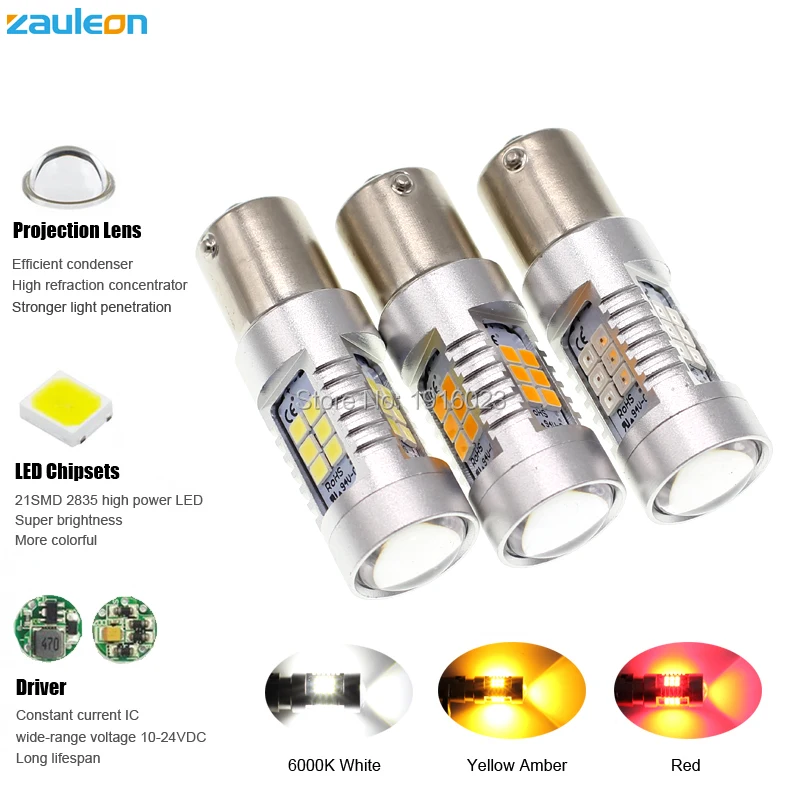 Zauleon 2шт 1156 BAU15S PY21W светодиодный Янтарный светильник с поворотным сигналом