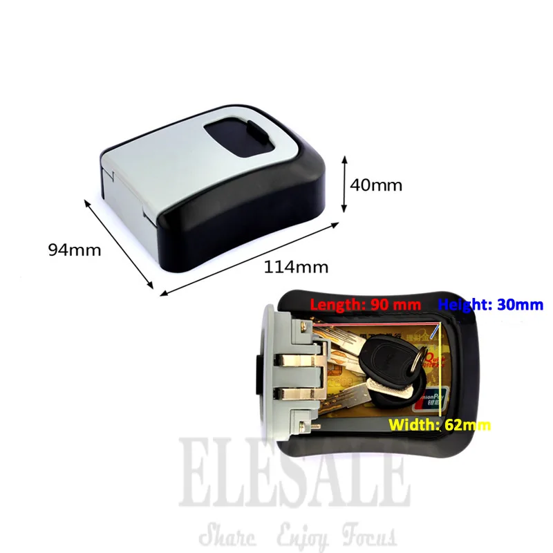 New Wall Mounted Key Safe Storage Box With 4-Digital Combination Lock Metal Secret Box Key Hidden Organizer