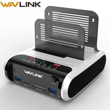 Wavlink 2,5 3,5 дюймов USB 3,0 на SATA Dual-Bay док-станция для жесткого диска с автономным клоном и UASP кардридер для 2,5 «и 3,5» HDD SSD