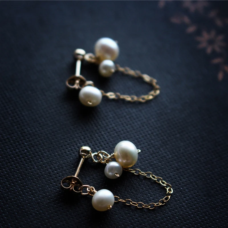 

Pearl Earrings Handmade Customize Gold Filled Vintage Jewelry Not fade Minimalist Party Gift Oorbellen Pendientes Earrings