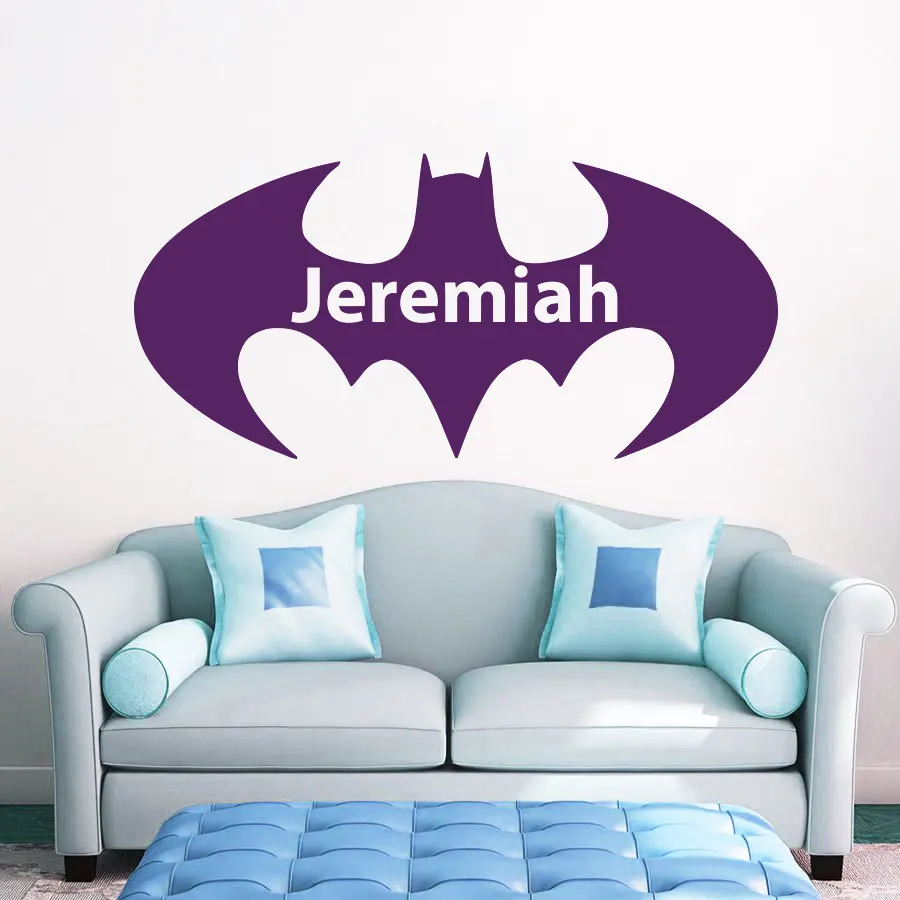 

Superhero Bat Personalized Name Wall Decal Boys Bedroom Applicable Playroom Interior Fallow Vinyl Man Mighty Modern DesignSYY293