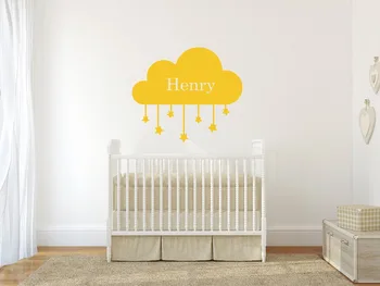 

Custom Name Cloud Wall Stickers For Kids Rooms Personalized Name Vinyl Cloud Stars Baby Children Bedroom Cute Art Mural SYY780