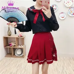Harajuku для женщин юбки для японский Kawaii Высокая талия Женская плиссированная юбка короткая юбка школьная униформа для костюмированного