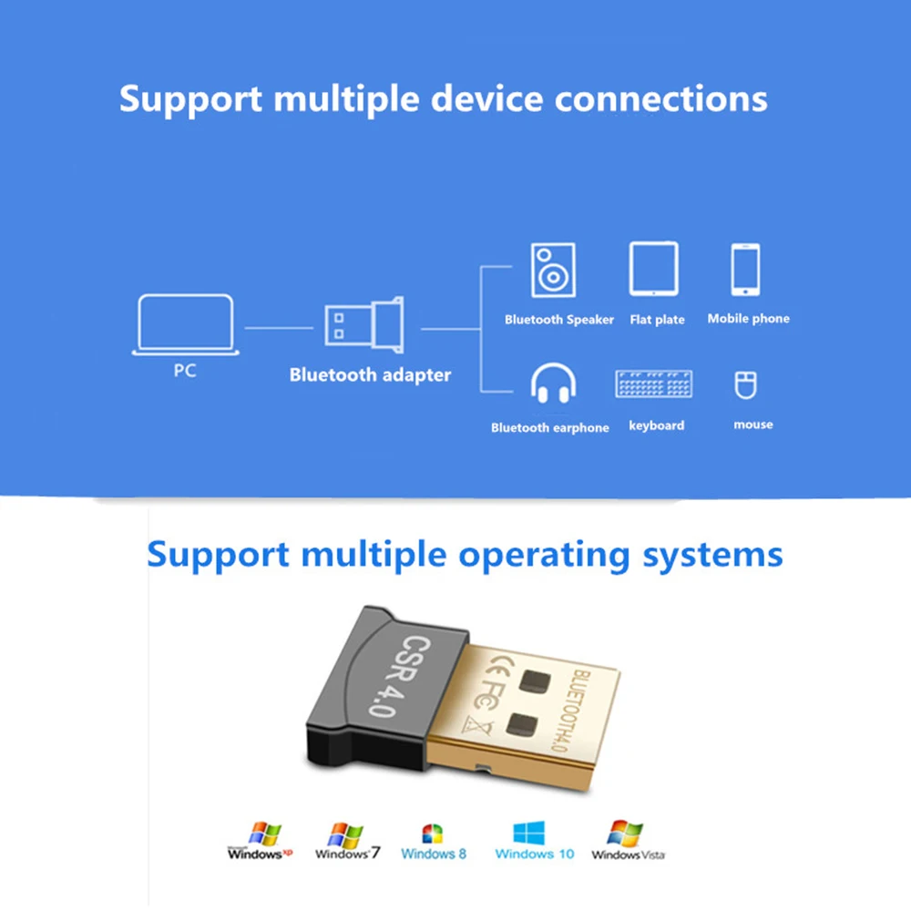 Мини USB Bluetooth адаптер ключ V4.0 CSR Двойной режим беспроводной аудио приемник для компьютера ПК беспроводная мышь, Bluetooth, динамик