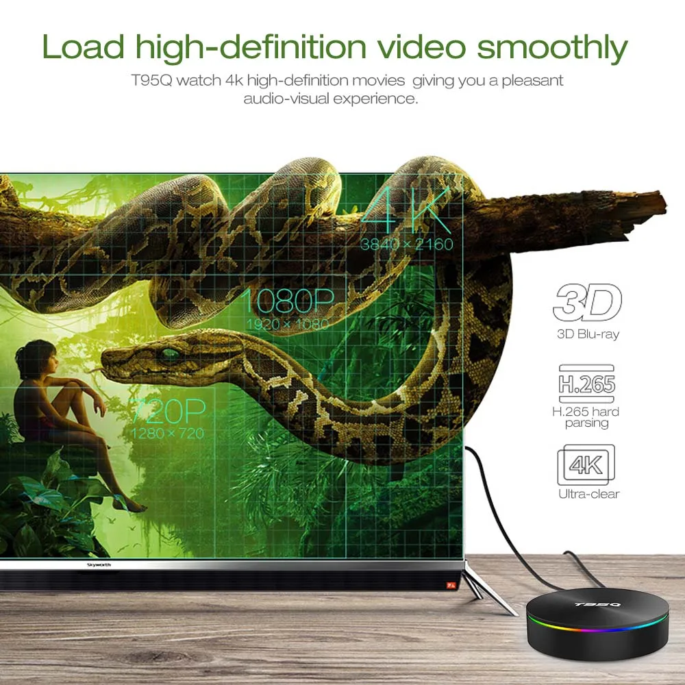 T95Q 4 GB 64 GB Android 8,1 LPDDR4 Amlogic S905X2 TV BOX Quad Core 2,4G y 5 GHz Dual wifi BT4.1 1000 M H.265 4 K Media Player Smart Box - 4