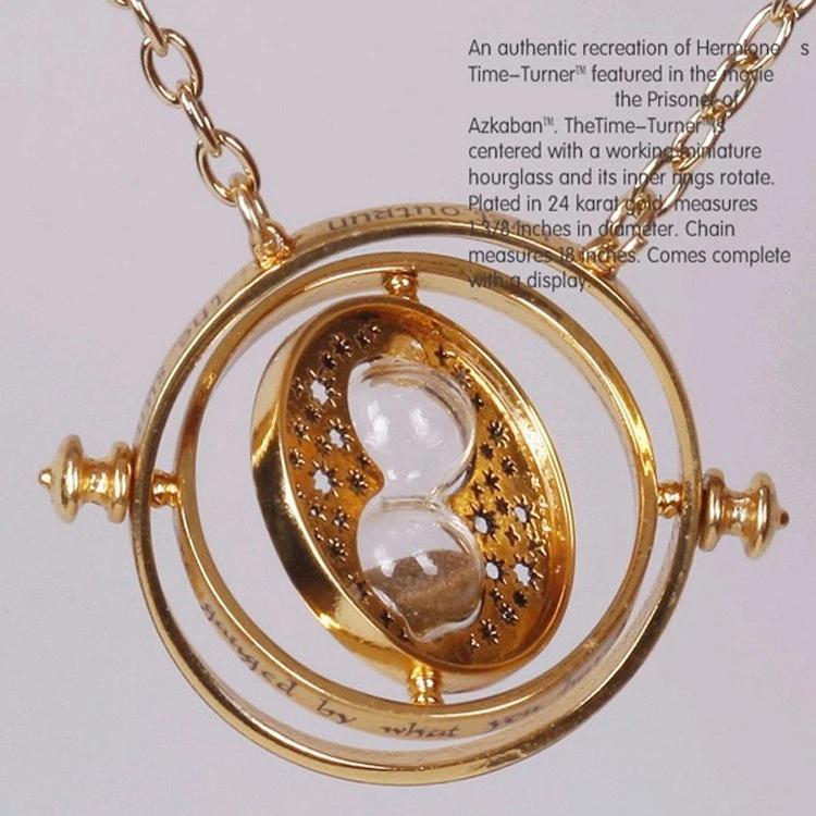 18k gold plated time turner necklace hourglass vintage pendant Hermione Granger for women lady girl wholesale