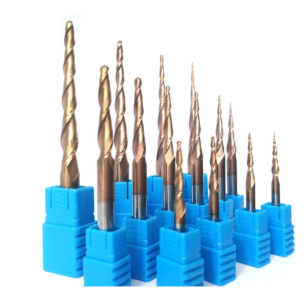 Reseller price HRC55 Tapered Ball Nose End Mill Tungstencarbide Coated