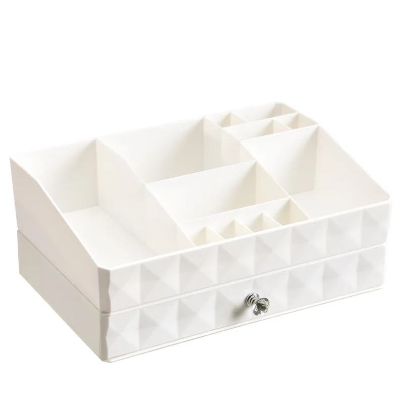 Пластиковый органайзер для макияжа, косметический ящик коробки для хранения, ящик для макияжа, шкатулка, контейнер, держатель для кистей, настольный чехол - Цвет: Two layer white