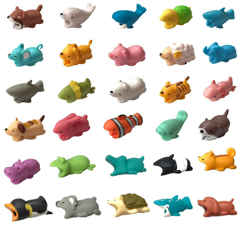

Cute Cable Bite Protector for Iphone cable Winder Phone holder Accessory cable biters dog rabbit cat Animal doll squishy toys