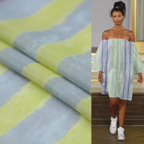 

Soft silk and cotton fabric silk cotton blended fabric stripe print 10momme 140cm width,SCT315