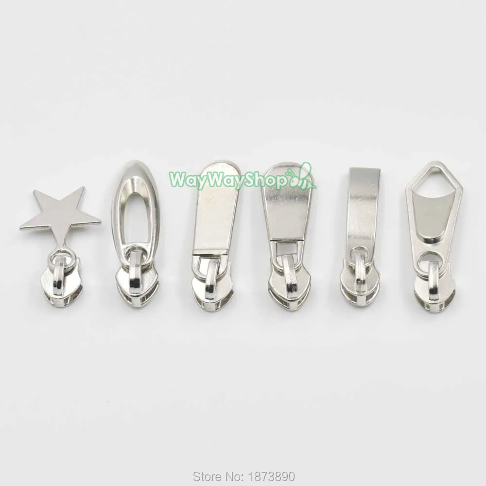 12 pcs Molded Metal Zipper Puller Slider Pull 5 Stoppers Bottom Repair