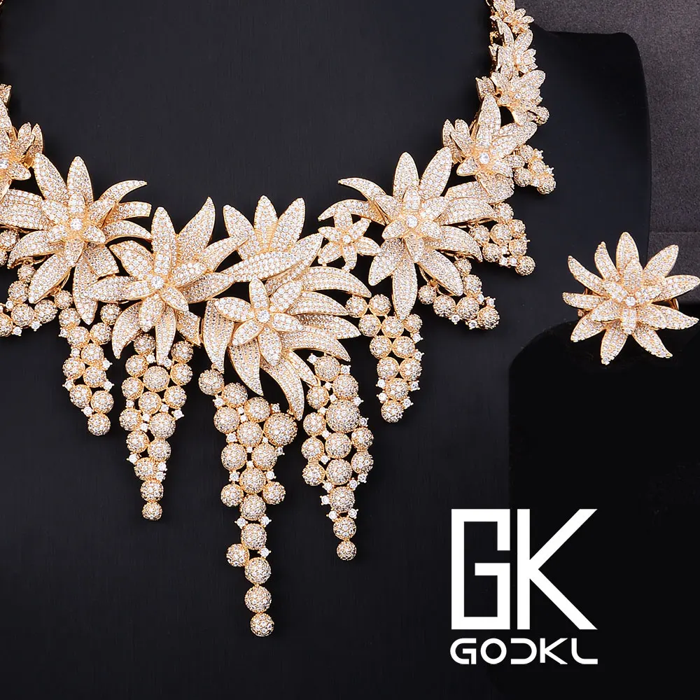 

Luxury 4PCS Dubai Bridal Wedding Jewelry Sets For Women Luxury Cubic Zirconia CZ Necklace/Bracelet/Earrings/Ring Accessories