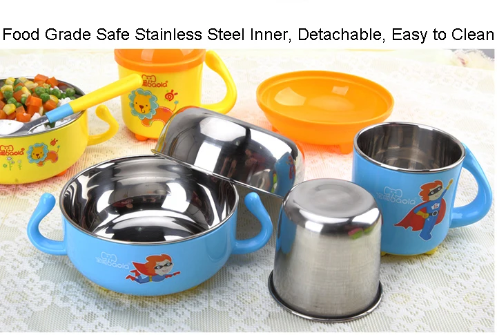 Detachable Baby Feeding Dish Bowl Anti Slip Children Tableware Dinnerware (3)