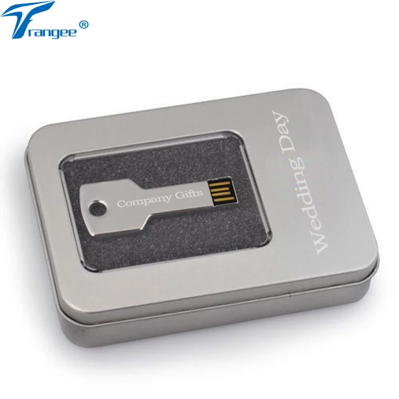 

Key USB Flash Drive Gift pen drive 4GB 8GB 16GB Customized Logo Metal Pendrive 32gb usb memory stick / disk on Key with Gift Box