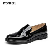 Тренд натуральная телячья кожа монах Обувь Sapato Feminino коренастый пятки платье Zapatos Mujer Пенни Лоферы для женщин Европейский Стиль Damen без каблука