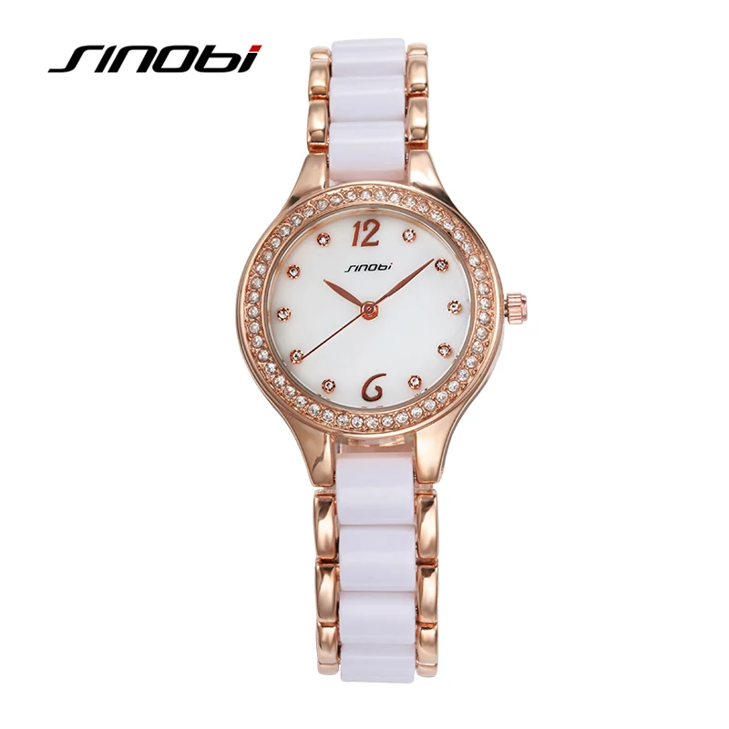 

SINOBI Fashion Women Bracelet Quartz Watches For Elegant Ladies Watches Rose Gold Wristwatch Diamond Female Clock Relojes Mujer