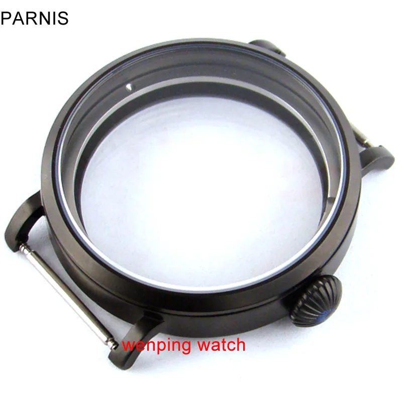 

p172 Parnis 46mm PVD black Steel case big fit Asia ST3600 eta 6497/6498 Manual refining watch