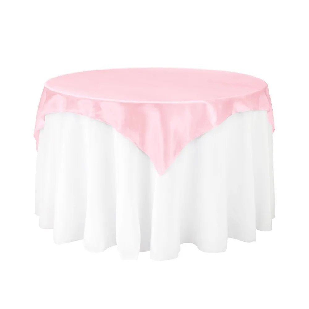 

10Pcs 60" x 60" Pink Square Table Overlay For Round Wedding/Party/Dinning Table Decoration Free Shipping