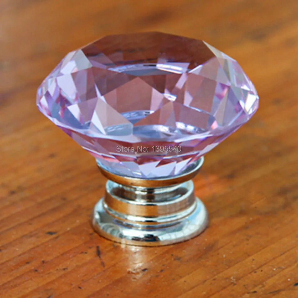 New Purple Crystal Drawer Knob Diamond Wardrobe Closet Handle