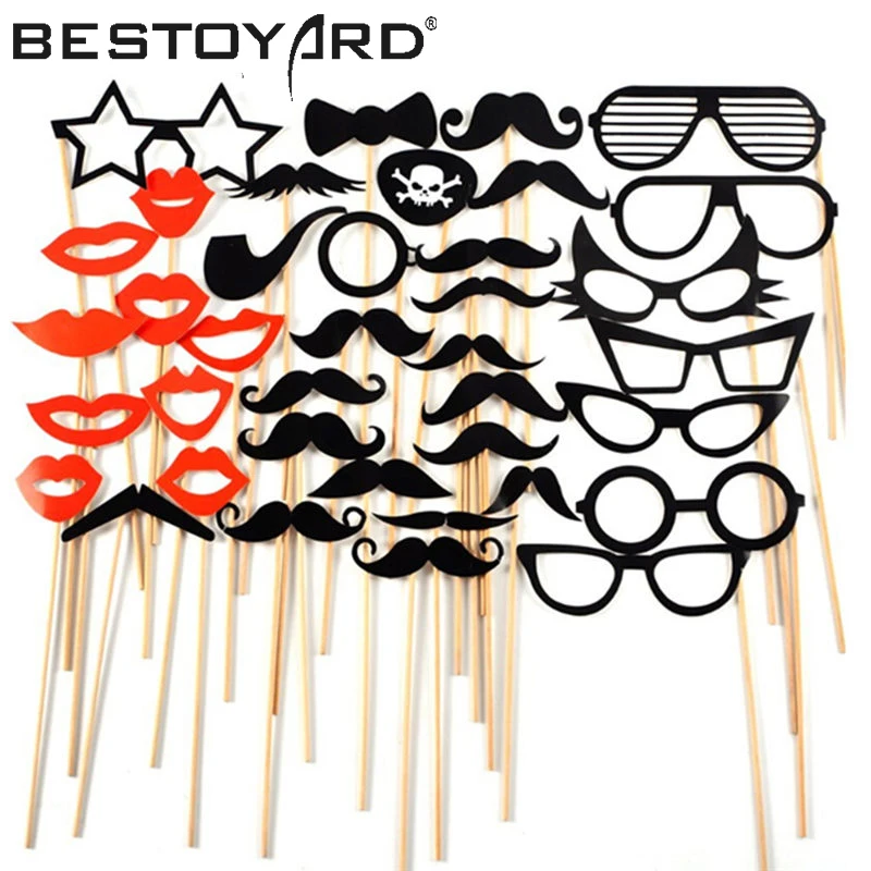 

2018 New Wedding Decoration Photo Booth Props Funny Glasses Mustache Birthday Party Decoration Supplies Photobooth Props