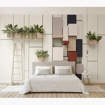 

Modern 3D Wall Paper Stickers Geometric Photo Wallpaper Mural Kitchen Room Papel De Parede 3D Self Adhesive Vinyl/Silk Wallpaper