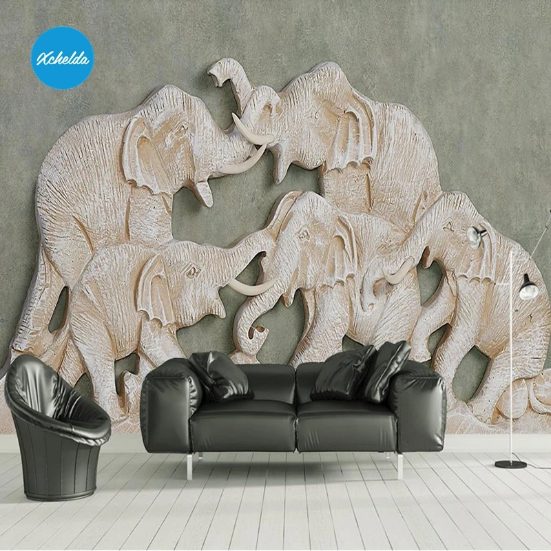 Wallpapers 3D Mural Elephants Custom Wall Murals Paint Embossed Design