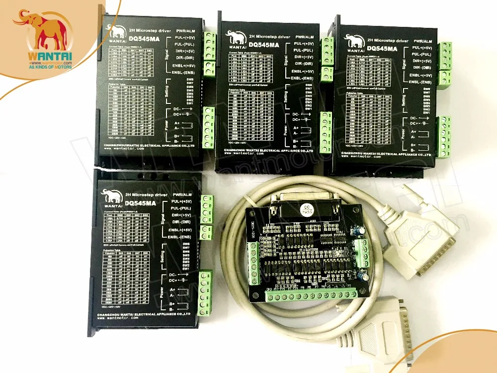4PC Wantai Driver DQ545MA 4.5A/50V/128Microstep 32-bit DSP chip for Nema23 24 stepper motor+1 PC Breakout Board&ampCable | Обустройство