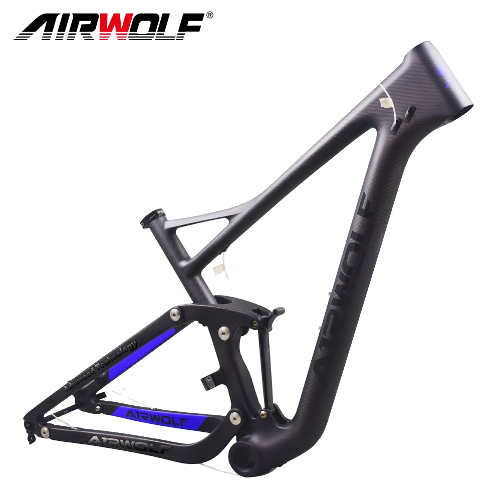 Excellent 2019 Airwolf 29er carbon frame suspension Enduro bike in Shock 190*51mm 142*12 Thru Axle  Full Toray T1000 mtb frame suspension 2