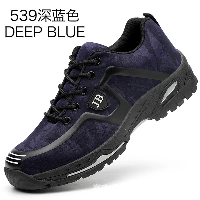 539 dark blue Мужская модная дышащая защитная обувь, Рабочая обувь, устойчивая к разрушению, военная сталь, безопасная обувь, строительные мужские ботинки - Цвет: 539 dark blue