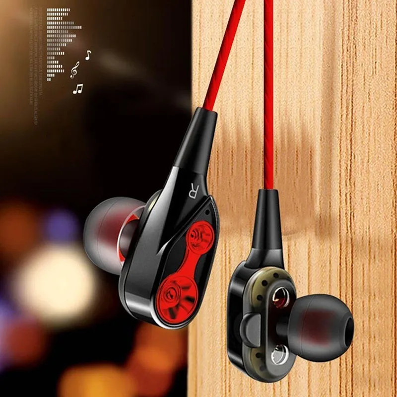 3.5mm Earphones Dual-Dynamic Quad-core Noise Isolation Headphone with Mic Subwoofer JLRL88 | Электроника