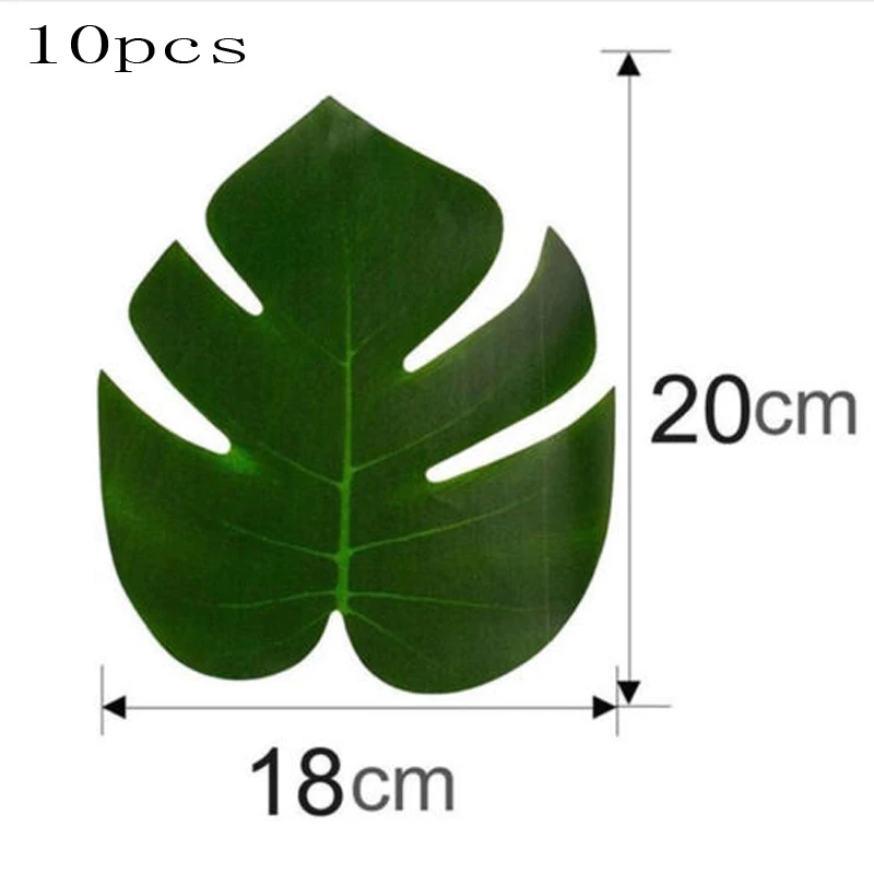 10 шт./зеленые джунгли искусственные листья тропические Пальмовые Листья остров стиль моделирование завод Свадебная вечеринка стол украшения дома - Цвет: set