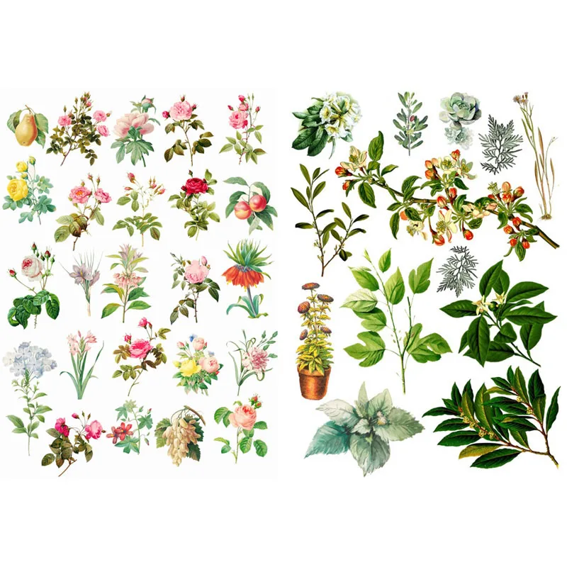 

1 PCS Fresh Flowers Leaves Korean Precut Decoration Stickers Desk Organizer School Supplies Office Accessories