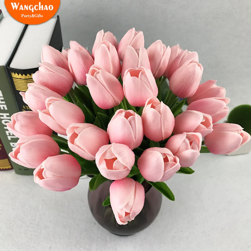 

30pcs Tulips Artificial Flowers Real Touch PU Artificiales Para Decora Bouquet Tulip for Home Wedding Decoration Flower