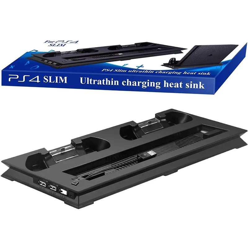 PS4 Slim аксессуары для Playstation 4 Slim консоль вертикальная подставка охлаждающий вентилятор контроллеры зарядная док usb-хаб джойстик PS4
