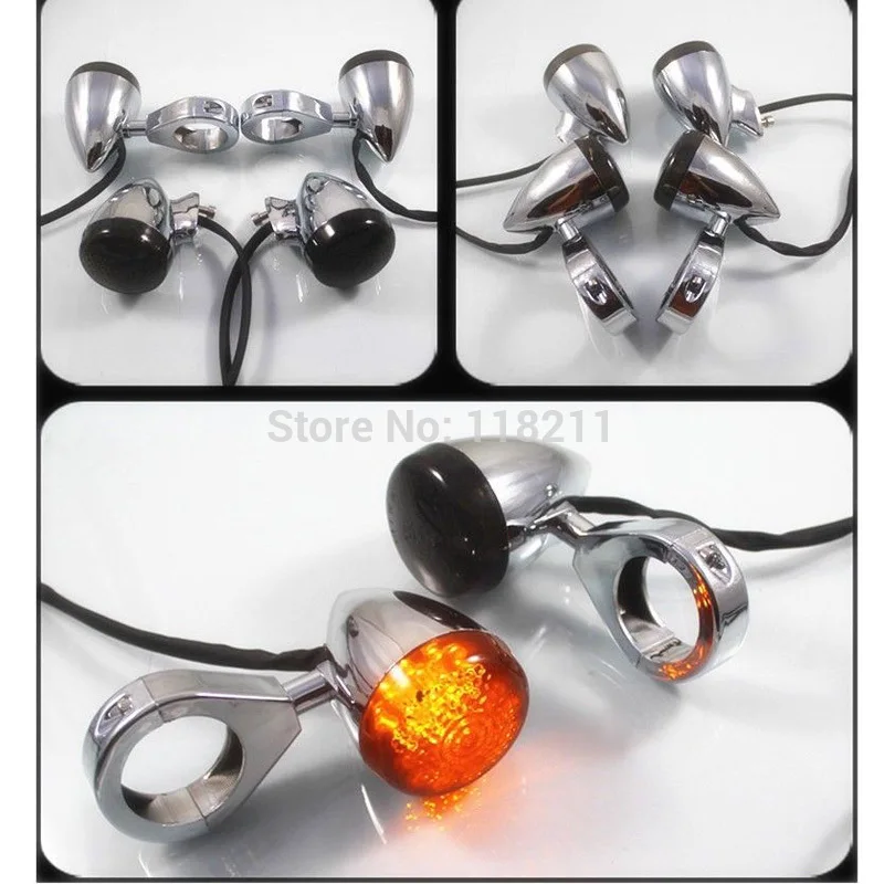 

MOTOWOLF 39MM MOTORCYCLE FRONT REAR TURN SIGNAL LIGHTS INDICATOR FOR HARLEY CAFE CUSTOM