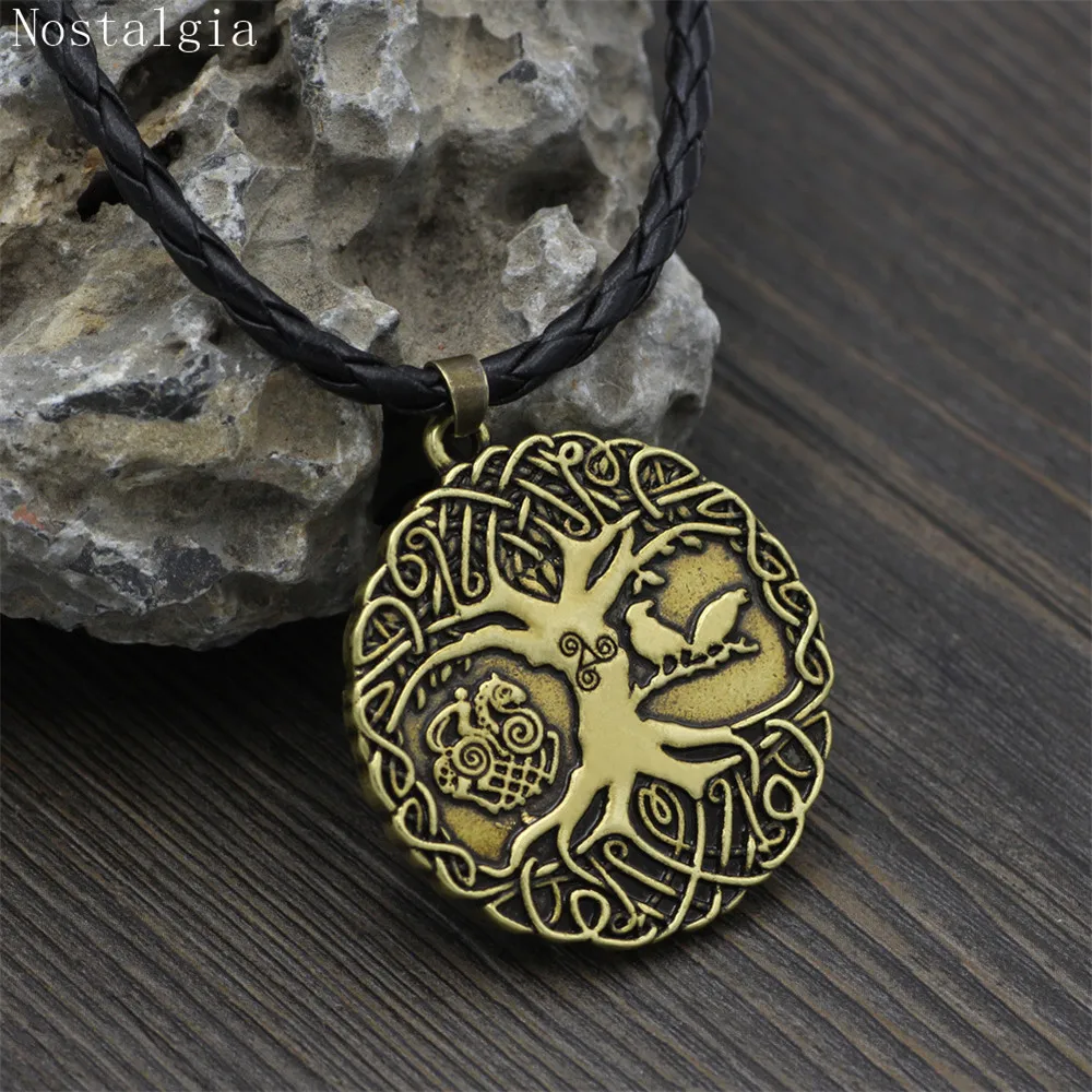 Ностальгия Древо жизни ожерелье Viking Men Thor Loki Asgard лошадь и один Ворон амулет Teen Wolf