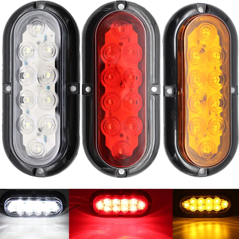 

Universal 6 inch 12V 10LED Car Truck Tail Light Rear Stop Brake Reverse Stop Light Turn Signal Warning Lamp LED Oval Brake light