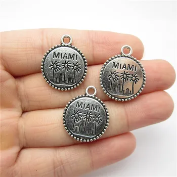 

23pcs(24*20mm) Vintage Print Miami Charm fit for pandora style Bracelets Necklace Pendant DIY Metal Jewelry Making