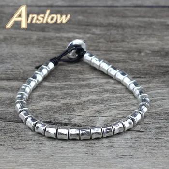 

Anslow 2018 New Design Top Quality Handmade Brand Leather Bracelet For Women Men Best Friendship Black Friday Gift LOW0619LB