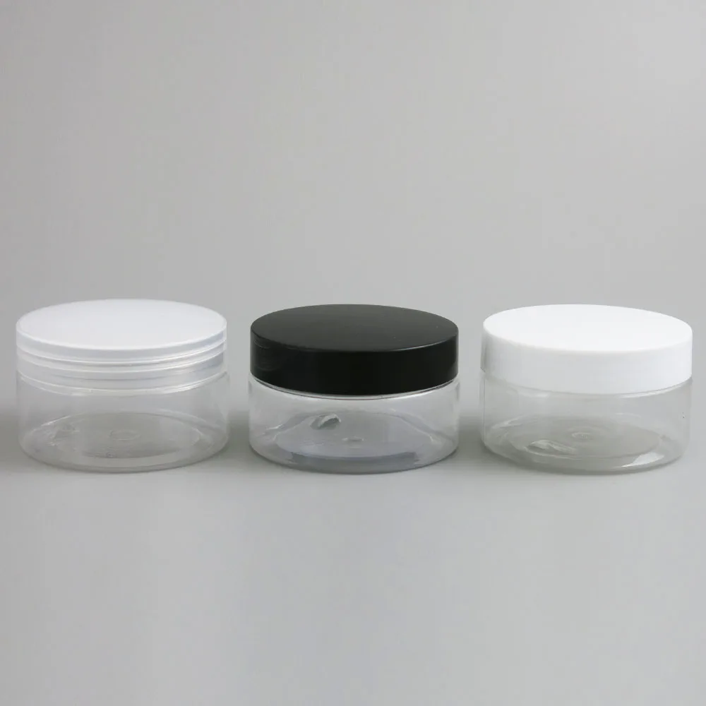 

24 x 100g Empty Clear Cosmetic Cream Containers Cream Jars 100cc 100ml for Cosmetics Packaging Plastic Bottles With Plastic Cap