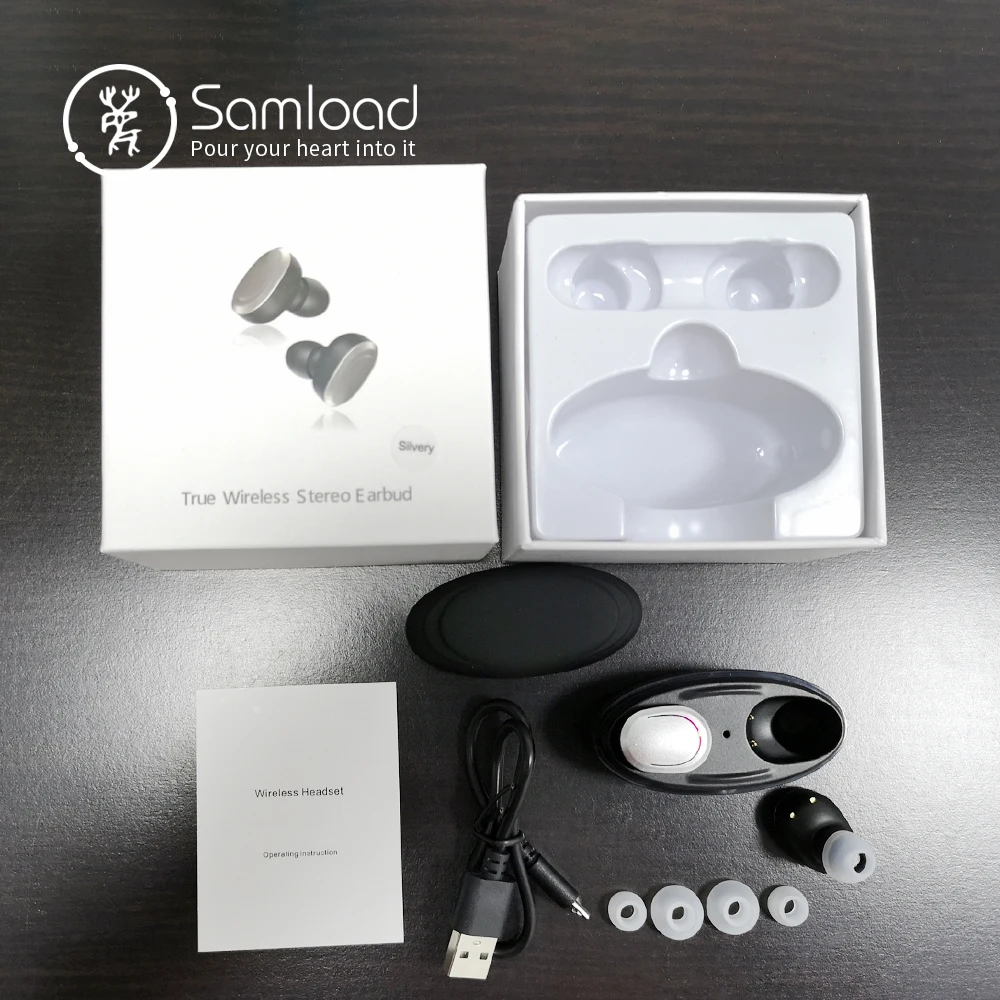 Samload Беспроводной наушники Bluetooth 5,0 наушники Водонепроницаемый стерео наушники с Зарядка чехол для iPhone 7 8 Xiaomi Android LG
