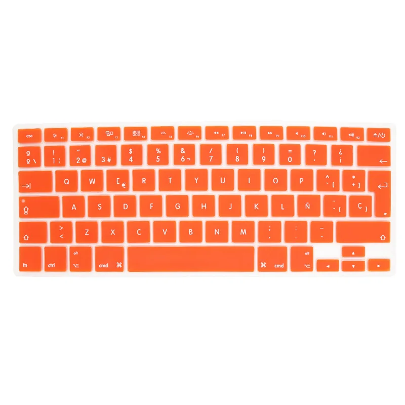 SR 14 цветов ЕС испанский язык письмо Силиконовая клавиатура крышка наклейка для Macbook Air 13 Pro 13 15 17 retina наклейка пленка - Цвет: Orange