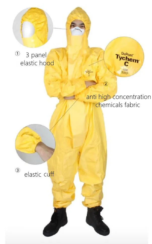 DuPont C Type 3 High Concentration Chemical Protective Clothing Strong Acid Alkali Pesticide Paint Toxic Dust Safety Work Suit